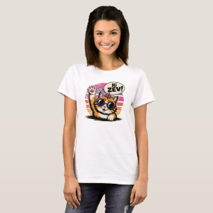 Hallo Zev Lustige Katzenprinzessin Retro  T-Shirt