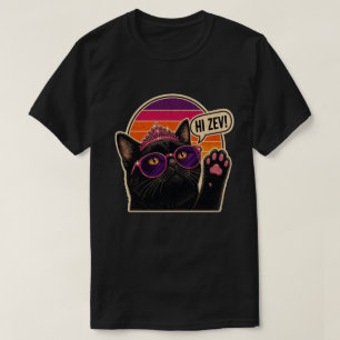 Hallo Zev! Retro schwarze Katzenprinzessin winkt m T-Shirt