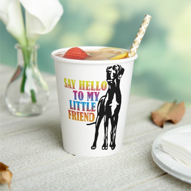 Hallo zu meinem kleinen Freund Great Dane Enamel C Pappbecher (In Situ)