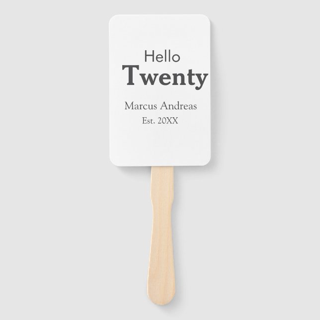 Hallo zwanzig Geburtstag hinzufügen Namen est. Jah Fächer (Vorderseite)