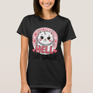 Hallo Zweite 2. Klasse Süße Katze Für Mädchen Zurü T-Shirt