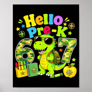 Hallo Zweite Klasse 67 T-Rex Rosa Leopard Erster T Poster