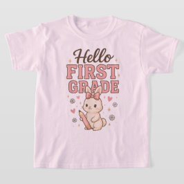 Hallo Zweite-Klasse-Coquette-Bow-Lehrerin Mädchen T-Shirt