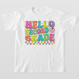 Hallo Zweite-Klasse-Coquette-Bow-Lehrerin Mädchen T-Shirt