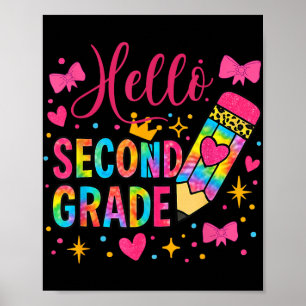 Hallo zweite Klasse farbenfrohe Stift Gefärbte Kra Poster