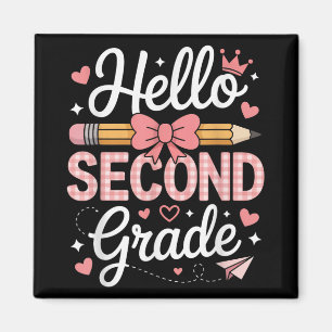 Hallo zweite Klasse Funny Zurück zur Schule 2. Kla Magnet