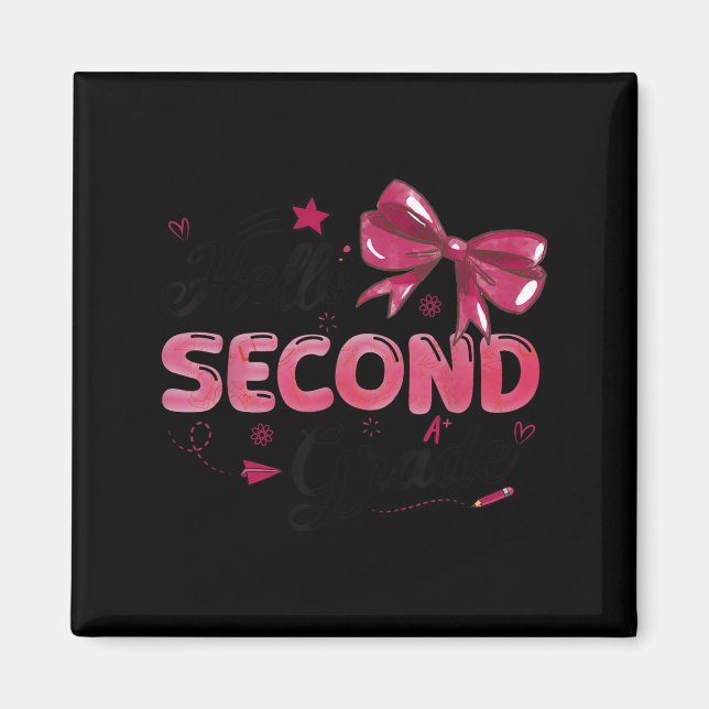 Hallo zweite Klasse Lehrer Coquette Bow zurück zu  Magnet (Vorne)