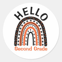 Hallo Zweite Klasse Lehrer Halloween boho Regenbog Runder Aufkleber