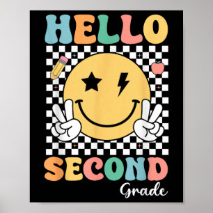 Hallo Zweite Klasse Lehrer Kinder Retro Lächeln Zu Poster