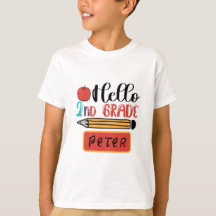 Hallo Zweite Klasse Personalisiert zurück zum Schu T-Shirt