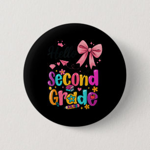 Hallo zweite Klasse Preppy Back to School Boy Girl Button