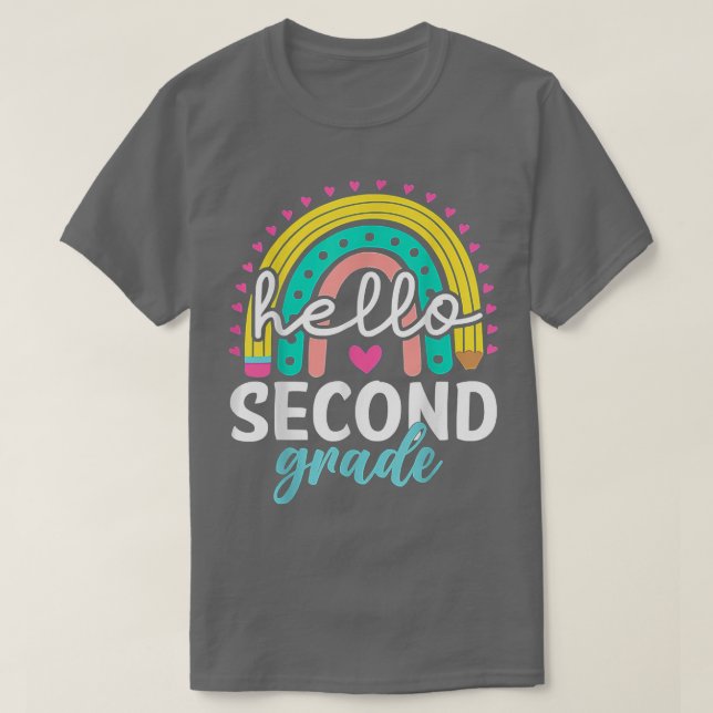 Hallo Zweite Klasse Rainbown 2. Klasse Zurück nach T-Shirt (Design vorne)