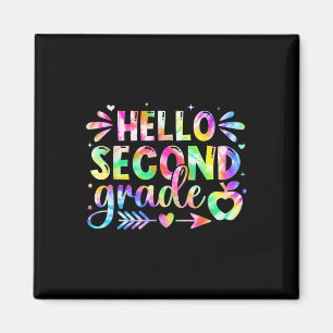 Hallo Zweite Klasse Regenbogen-Tie-Dye Zurück zur  Magnet