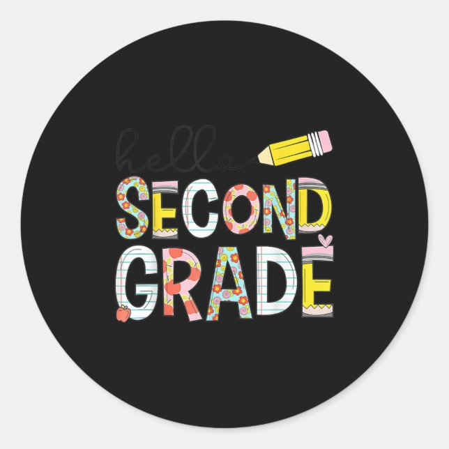 Hallo Zweite Klasse Team 2. Klasse zurück zur Schu Runder Aufkleber (Vorderseite)