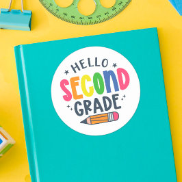 Hallo zweite Klasse zurück zur Schule Runder Aufkleber