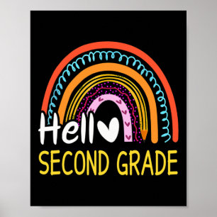 Hallo Zweiter Grad Zurück zur Schule Rainbow 2. Gr Poster