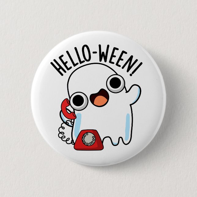 Hallo zwischen Funny Ghost Pun Button (Vorderseite)