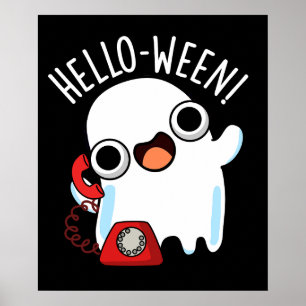 Hallo zwischen Funny Ghost Pun Dark BG Poster