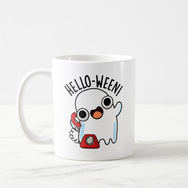 Hallo zwischen Funny Ghost Pun Kaffeetasse (Links)