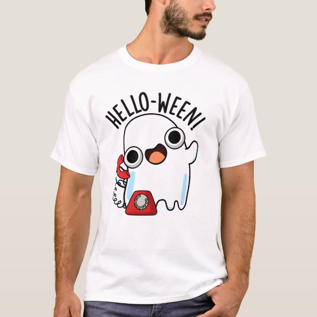 Hallo zwischen Funny Ghost Pun T-Shirt (Vorderseite)
