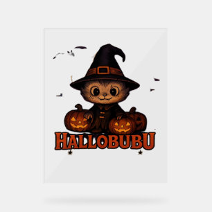 Hallobubu Halloween Niedlich & Spooky Witch Cat T- Acrylschild
