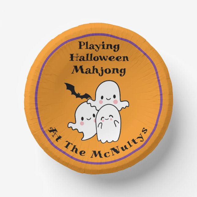 Hallooween Mahjong personalisieren NAME Pappteller (Vorderseite)