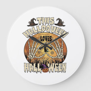 Halloqueen Liebt Halloween Skeletthände Schwarze K Große Wanduhr