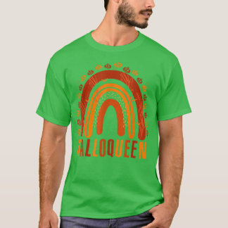 Halloqueen Pumpkin Women Funny Halloween Rainbow T-Shirt