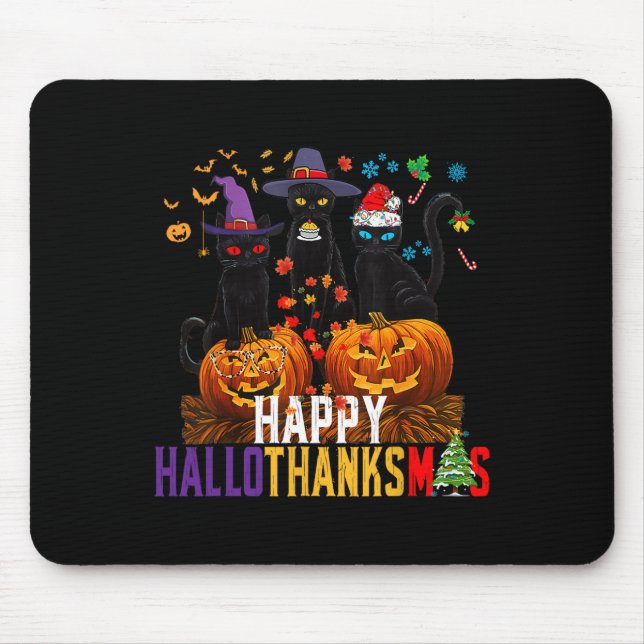 Hallothanksmas Black Cat Halloween Erntedank Ch Mousepad (Vorne)