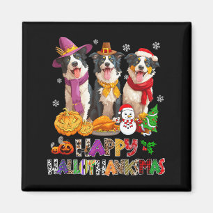 Hallothanksmas Border Collie Hund Halloween Magnet