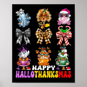 Hallothanksmas Coquette Bow Halloween Erntedank Poster