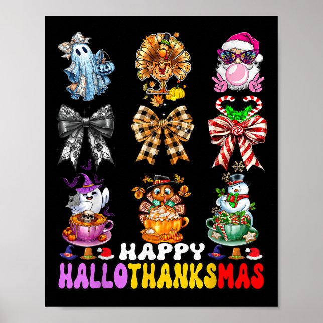 Hallothanksmas Coquette Bow Halloween Erntedank Poster (Vorne)