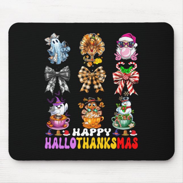 Hallothanksmas Coquette Bow Halloween Thanksgiving Mousepad (Vorne)