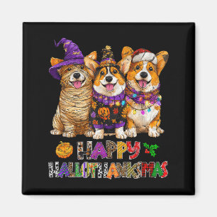 Hallothanksmas Corgi Hunde Halloween Weihnachten P Magnet