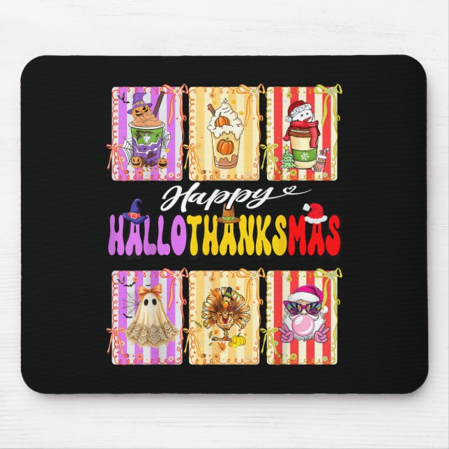 Hallothanksmas Cute Turkey Santa Halloween Thanksg Mousepad (Vorne)