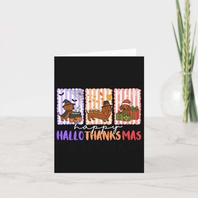 Hallothanksmas Dackel Halloween Erntedank Ch Karte (Vorderseite)