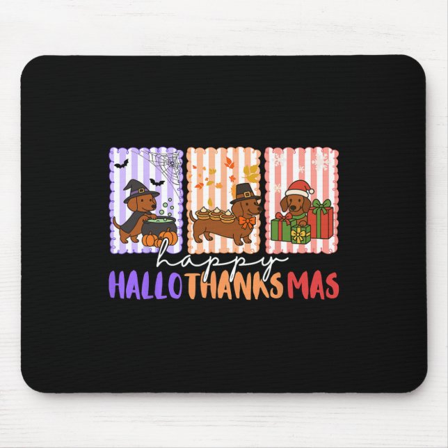 Hallothanksmas Dackel Halloween Erntedank Ch Mousepad (Vorne)