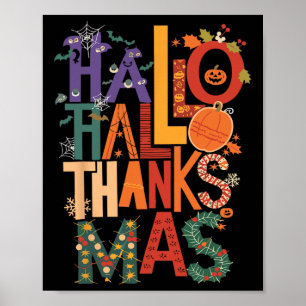 Hallothanksmas Funny Halloween Erntedank Christ Poster