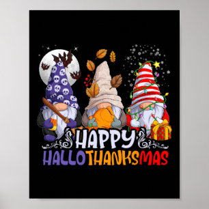 Hallothanksmas Gnome Halloween Erntedankfest Chris Poster