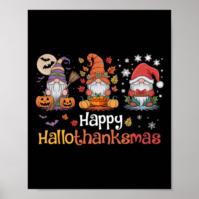Hallothanksmas Gnomes Halloween Erntedank Chris Poster (Vorne)