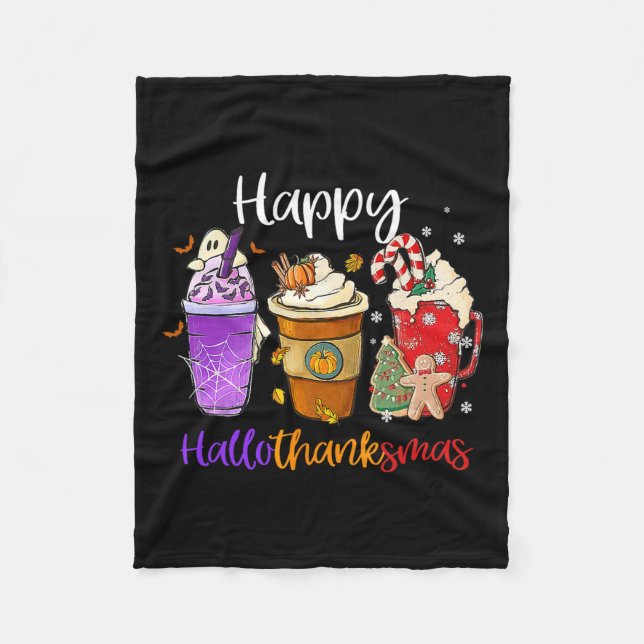 Hallothanksmas Gnomes Halloween Erntedank Merry Fleecedecke (Vorderseite)