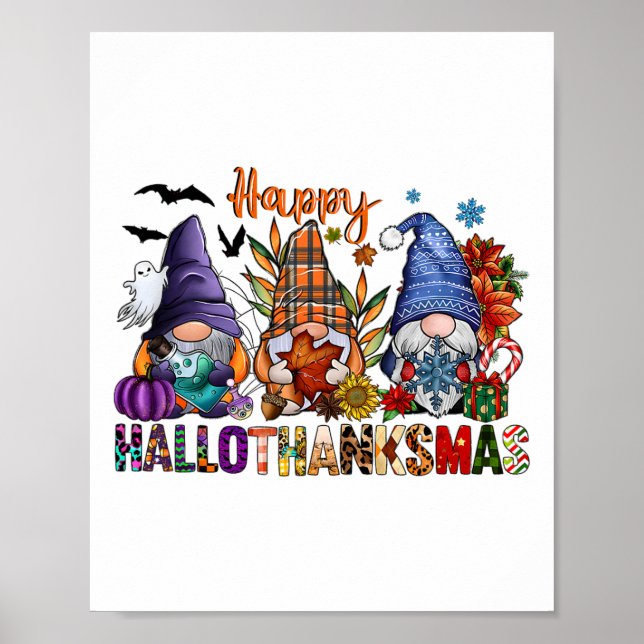 Hallothanksmas Gnomes Halloween Erntedank Merry Poster (Vorne)