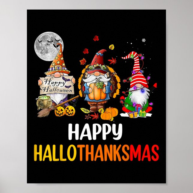 Hallothanksmas Gnomes Halloween Erntedank Merry Poster (Vorne)