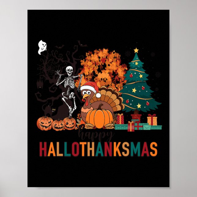 Hallothanksmas Halloween Kostüm Erntedank Xmas Poster (Vorne)