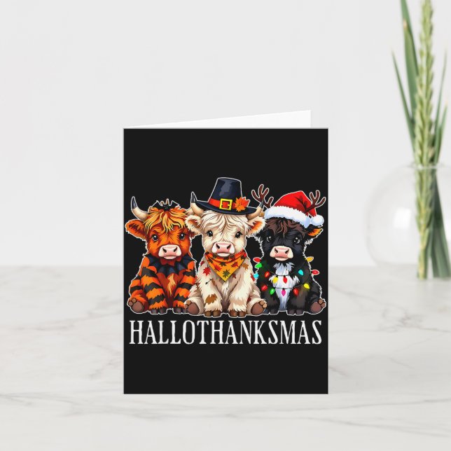 Hallothanksmas Halloween Thanksgiving Christmas Hi Karte (Vorderseite)