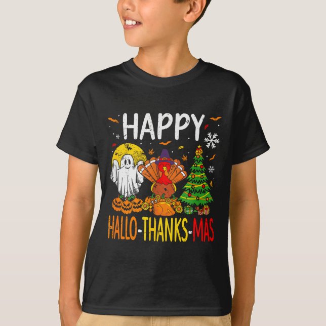 Hallothanksmas Halloween Thanksgiving Christmas  T-Shirt (Vorderseite)
