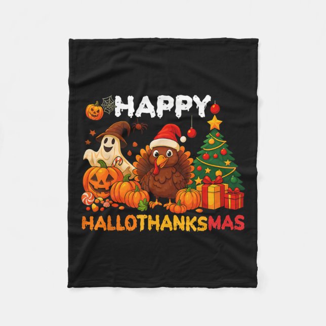 Hallothanksmas Halloween Thanksmas Holiday S Fleecedecke (Vorderseite)