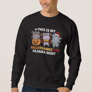 Hallothanksmas Pajama Shirt Hippo Christmas Animal