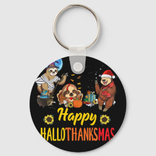 Hallothanksmas Santa Sloth Halloween Erntedank Schlüsselanhänger