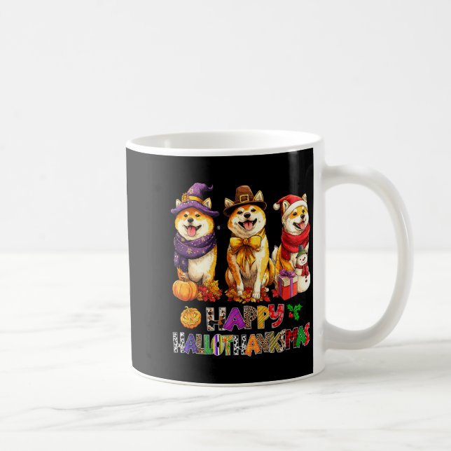 Hallothanksmas Shiba Dogs Halloween Christmas Pump Kaffeetasse (Rechts)
